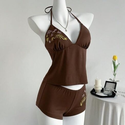 Summer 2 Pieces Floral Bikini Sets Women Y2k Sexy Vintage Whimsy Beach Swimsuit 2000s Vacation Going Out Outfits in Saudi Arabia