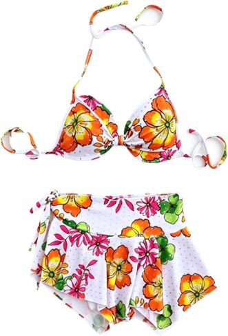 Summer 2 Pieces Floral Bikini Sets Women Y2k Sexy Vintage Whimsy Beach Swimsuit 2000s Vacation Going Out Outfits in Saudi Arabia