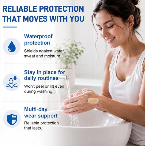 24 Pack Advanced Fast Healing Hydrocolloid Gel Bandages, 0.83'' x 1.65'' FSA Eligible HSA Waterproof Wound Care Soft Pads for Minor Cuts & Scrapes in Kuwait