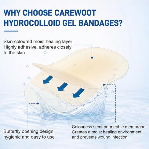 24 Pack Advanced Fast Healing Hydrocolloid Gel Bandages, 0.83'' x 1.65'' FSA Eligible HSA Waterproof Wound Care Soft Pads for Minor Cuts & Scrapes in Kuwait