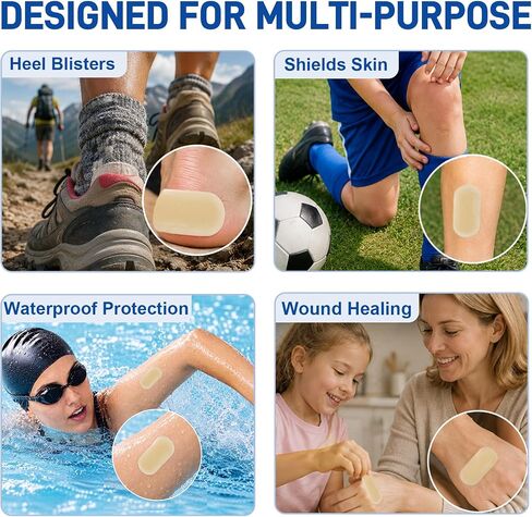 24 Pack Advanced Fast Healing Hydrocolloid Gel Bandages, 0.83'' x 1.65'' FSA Eligible HSA Waterproof Wound Care Soft Pads for Minor Cuts & Scrapes in Kuwait