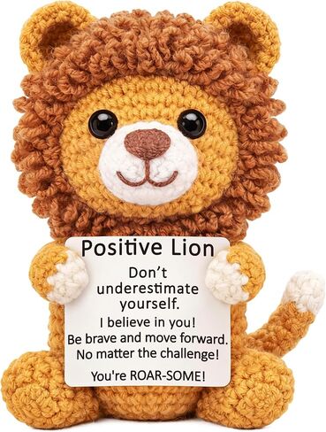 4THFARMES Mini Funny Positive Lion Graduation Gift for Her Him, Birthday Gifts for Daughter Son Friends, Emotional Affirmation Support Handmade Crochet Lion Nursery Decor in Saudi Arabia