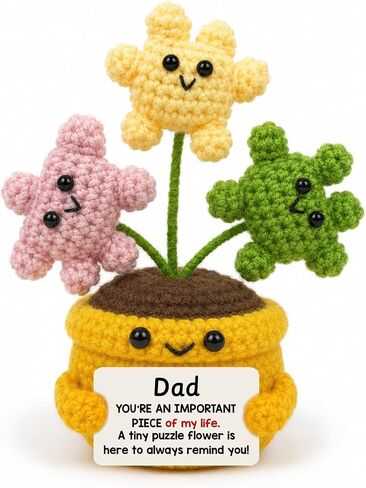 Dad Gifts from Daughter Son - Fathers Day Birthday Gifts for Father - Knitted Positive Crochet Puzzle Flowers Dad Crochet Doll in Saudi Arabia