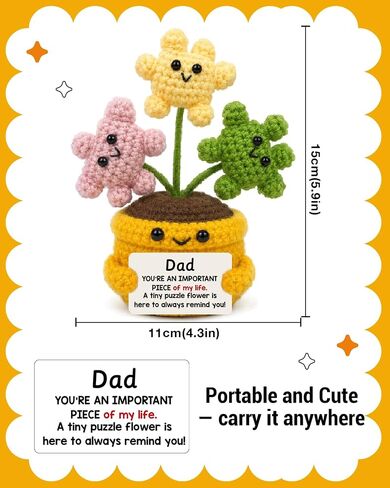 Dad Gifts from Daughter Son - Fathers Day Birthday Gifts for Father - Knitted Positive Crochet Puzzle Flowers Dad Crochet Doll in Saudi Arabia