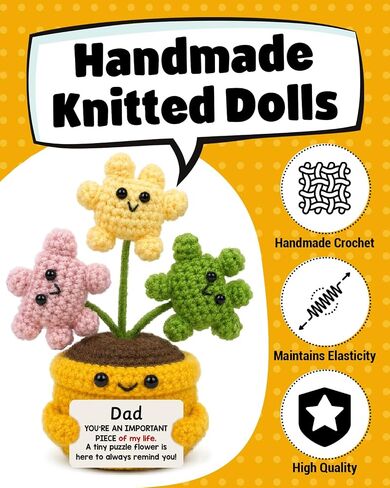 Dad Gifts from Daughter Son - Fathers Day Birthday Gifts for Father - Knitted Positive Crochet Puzzle Flowers Dad Crochet Doll in Saudi Arabia