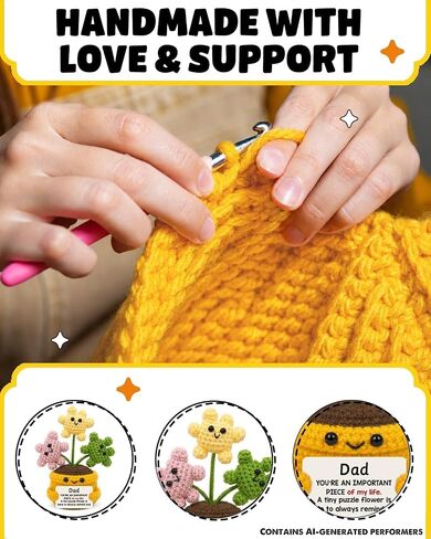 Dad Gifts from Daughter Son - Fathers Day Birthday Gifts for Father - Knitted Positive Crochet Puzzle Flowers Dad Crochet Doll in Saudi Arabia