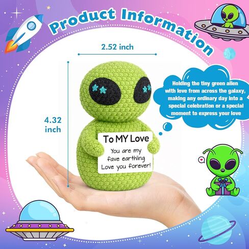 Gifts for Him Her Boyfriend Girlfriend, I Love You Anniversary Romantic Present for Couples, Mini Handmade Crochet Alien Gifts for Mothers Fathers Day Wife Husband Boyfriend Anniversary Birthday in Saudi Arabia