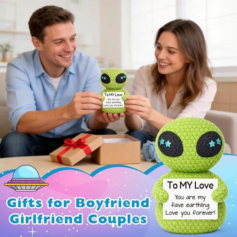 Gifts for Him Her Boyfriend Girlfriend, I Love You Anniversary Romantic Present for Couples, Mini Handmade Crochet Alien Gifts for Mothers Fathers Day Wife Husband Boyfriend Anniversary Birthday in Saudi Arabia
