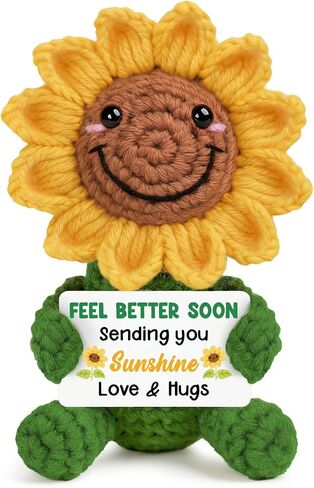 Get Well Gifts for Women After Surgery Recovery Cancer Care Feel Better Thinking of You Gifts for Women Men Get Well Soon Hospital Bag Essentials Patient Comfort Cheer Up Crochet Sunflowers Decor in Kuwait