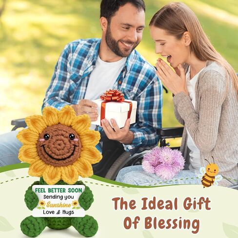 Get Well Gifts for Women After Surgery Recovery Cancer Care Feel Better Thinking of You Gifts for Women Men Get Well Soon Hospital Bag Essentials Patient Comfort Cheer Up Crochet Sunflowers Decor in Kuwait
