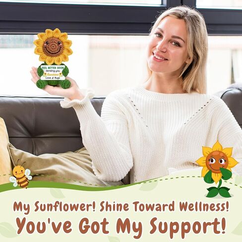 Get Well Gifts for Women After Surgery Recovery Cancer Care Feel Better Thinking of You Gifts for Women Men Get Well Soon Hospital Bag Essentials Patient Comfort Cheer Up Crochet Sunflowers Decor in Kuwait