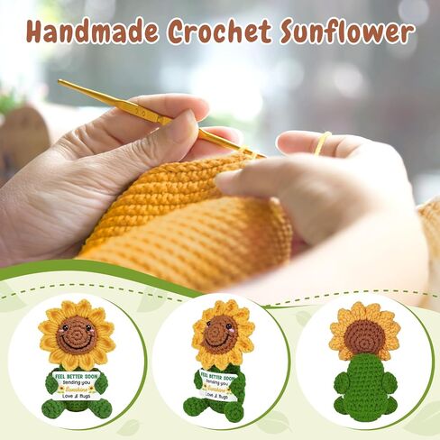 Get Well Gifts for Women After Surgery Recovery Cancer Care Feel Better Thinking of You Gifts for Women Men Get Well Soon Hospital Bag Essentials Patient Comfort Cheer Up Crochet Sunflowers Decor in Kuwait