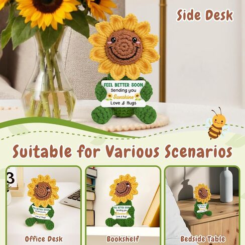 Get Well Gifts for Women After Surgery Recovery Cancer Care Feel Better Thinking of You Gifts for Women Men Get Well Soon Hospital Bag Essentials Patient Comfort Cheer Up Crochet Sunflowers Decor in Kuwait