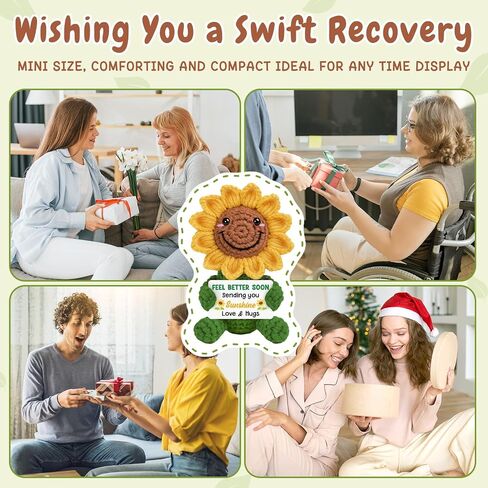 Get Well Gifts for Women After Surgery Recovery Cancer Care Feel Better Thinking of You Gifts for Women Men Get Well Soon Hospital Bag Essentials Patient Comfort Cheer Up Crochet Sunflowers Decor in Kuwait
