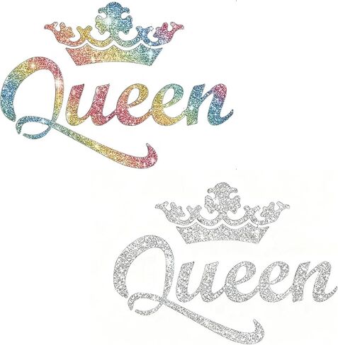 1pc Queen Crown Carner Carner Premium Premium Shimmer Shimmer Vinyl Secal Sticker لشاحنات شاحنات جدران جدران لامعة Idea Meme للسيدات سائق 5.11 * 7.08in (الفضة) in Kuwait