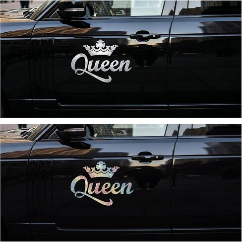 1pc Queen Crown Carner Carner Premium Premium Shimmer Shimmer Vinyl Secal Sticker لشاحنات شاحنات جدران جدران لامعة Idea Meme للسيدات سائق 5.11 * 7.08in (الفضة) in Kuwait