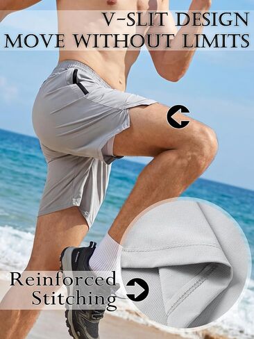 Mens Athletic Running Workout Shorts 3 Pack,Quick Dry Gym Sports Pajama Shorts for Men with Zipper Pockets Drawstring in Saudi Arabia