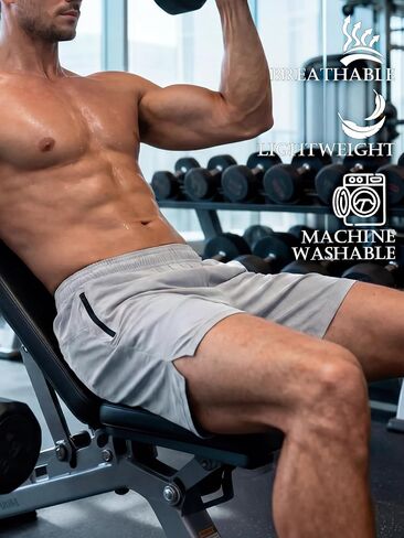 Mens Athletic Running Workout Shorts 3 Pack,Quick Dry Gym Sports Pajama Shorts for Men with Zipper Pockets Drawstring in Saudi Arabia