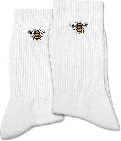 Cute Design Embroidered Cotton Socks For Men, Women & Teens, 1 Pairs, Birthday Gift. (Bee 012, Cotton) in Saudi Arabia