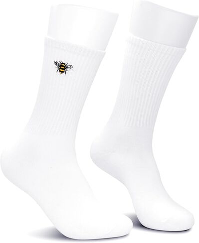 Cute Design Embroidered Cotton Socks For Men, Women & Teens, 1 Pairs, Birthday Gift. (Bee 012, Cotton) in Saudi Arabia