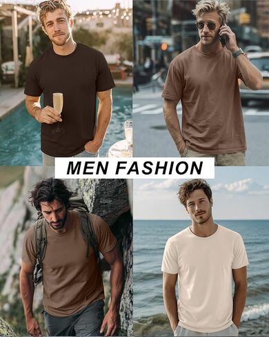 Ficerd 3 Pack Mens Short Sleeve Shirts Crew Neck Cotton Casual Shirts Summer Baggy Soft Basic Tops in Kuwait