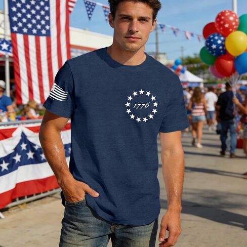 USA Flag Shirt for Men 1776 American Patriotic T-Shirt 4th of July We The People Tee Tops in Saudi Arabia