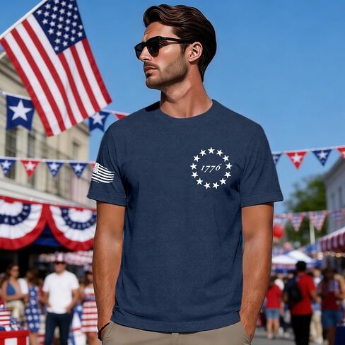 USA Flag Shirt for Men 1776 American Patriotic T-Shirt 4th of July We The People Tee Tops in Saudi Arabia