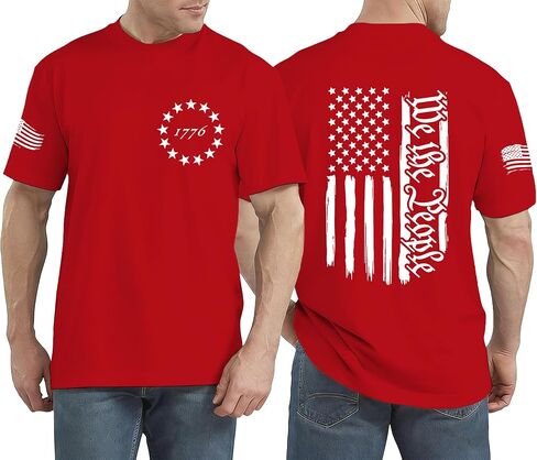 USA Flag Shirt for Men 1776 American Patriotic T-Shirt 4th of July We The People Tee Tops in Saudi Arabia
