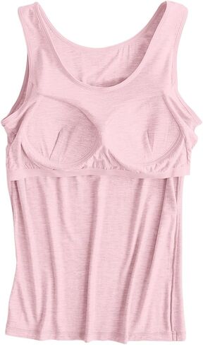 Women Tank Tops with Built in Bra Plus Size Racerback Sleeveless Shirts Casual Workout Yoga Camisole Comfy Undershirt in Saudi Arabia