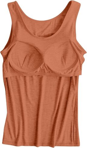 Women Tank Tops with Built in Bra Plus Size Racerback Sleeveless Shirts Casual Workout Yoga Camisole Comfy Undershirt in Saudi Arabia