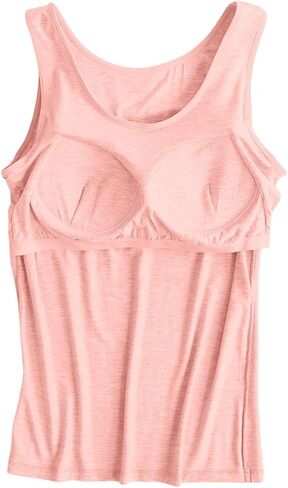 Women Tank Tops with Built in Bra Plus Size Racerback Sleeveless Shirts Casual Workout Yoga Camisole Comfy Undershirt in Saudi Arabia
