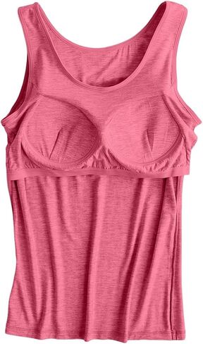 Women Tank Tops with Built in Bra Plus Size Racerback Sleeveless Shirts Casual Workout Yoga Camisole Comfy Undershirt in Saudi Arabia