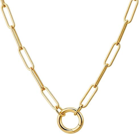 CAITLYNMINIMALIST 18K مطلية بالذهب الفضة المشبك رولو سحر حامل مشبك ورق قلادة للنساء هدية لها in Kuwait