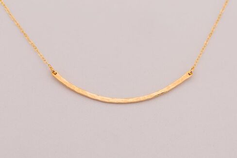 Skinny Hammered Curved Bar Necklace, Handmade Short Thin Bar Necklace, Delicate Layering Jewelry,14K Gold filled, .925 Sterling Silver, 14K Rose Gold filled in Saudi Arabia