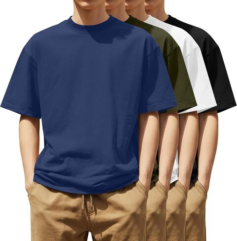 Yooo's Vivi 4 Pack Boys Short Sleeve T-Shirts 5-16 Years Kids Loose Fit Crew Neck Shirts Summer Casual Basic Tees Multipack in Saudi Arabia