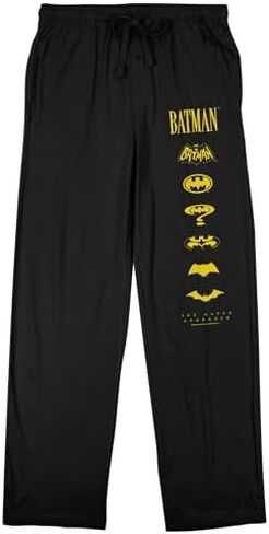بنطال بيجامة للنوم باللون الأسود للرجال من Bioworld Batman 85th Mashup Evolving Logos in Kuwait
