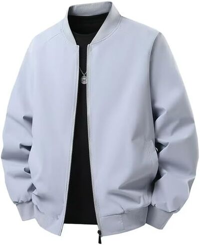 Men’s Lightweight Bomber Jacket – Casual Spring Fall Windbreaker Coat with Pockets, Stylish Everyday Outerwear in Kuwait