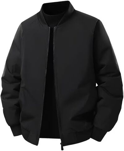 Men’s Lightweight Bomber Jacket – Casual Spring Fall Windbreaker Coat with Pockets, Stylish Everyday Outerwear in Kuwait