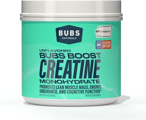 BUBS Boost Creatine Monohydrate – 90 Servings | 5g Creapure® Creatine Powder | NSF Certified for Sport | Supports Strength, Power & Performance | Unflavored, No Fillers in Saudi Arabia