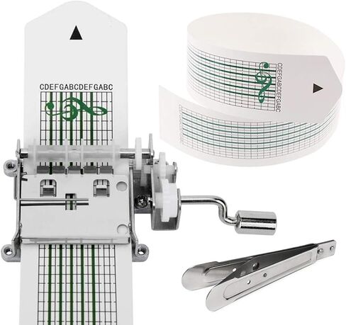 DIY Music Box Kit 15 Note Tape Hand Crank Music Box Movement + Hole Puncher + 20 Blank Strip Tapes for Your Customize Songs Gift in Saudi Arabia