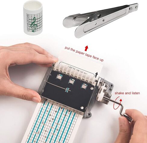 DIY Music Box Kit 15 Note Tape Hand Crank Music Box Movement + Hole Puncher + 20 Blank Strip Tapes for Your Customize Songs Gift in Saudi Arabia