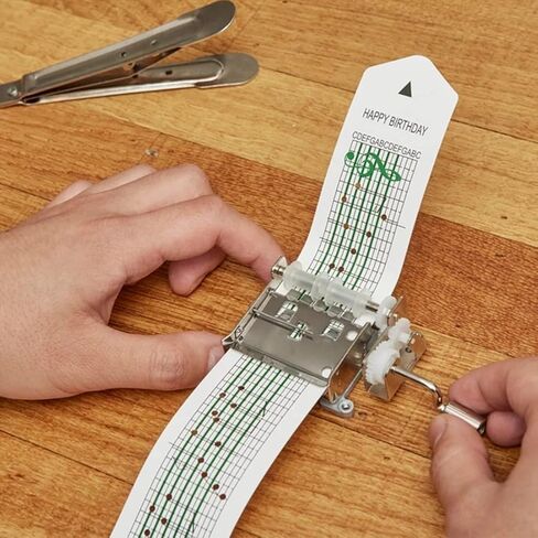 DIY Music Box Kit 15 Note Tape Hand Crank Music Box Movement + Hole Puncher + 20 Blank Strip Tapes for Your Customize Songs Gift in Saudi Arabia