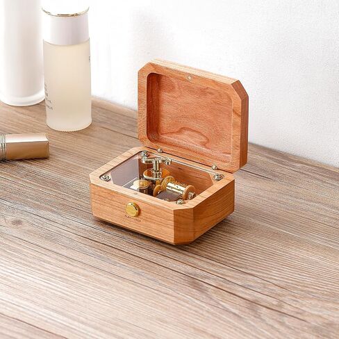 Natural Cherry Wood Irregular Creative Music Box, Luxury Art Decor, for Birthday, Anniversary, Housewarming, Thanksgiving & Christmas;Tune: Can't Help Falling in Love in Saudi Arabia