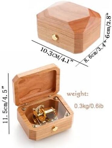 Natural Cherry Wood Irregular Creative Music Box, Luxury Art Decor, for Birthday, Anniversary, Housewarming, Thanksgiving & Christmas;Tune: Can't Help Falling in Love in Saudi Arabia