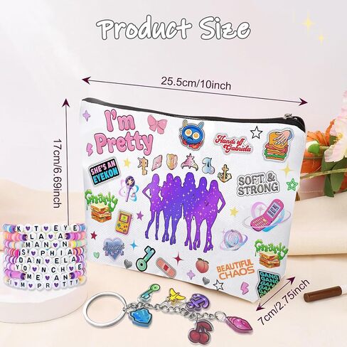 Cats Eye Merch Inspired Makeup Bag, Cats Eye Cometic Bag with Bracelets and Keychain for Women Girls Merchandise in Saudi Arabia