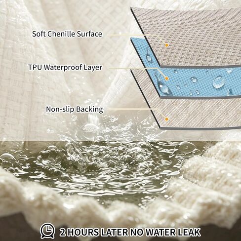 Deep Dream Waterproof Couch Cover for Dogs Washable, Chenille Non Slip Sofa Covers for 3 Cushion Couch Furniture Protector Pet Friendly (Cream White, 36" x 82", 1 Pack) in Saudi Arabia