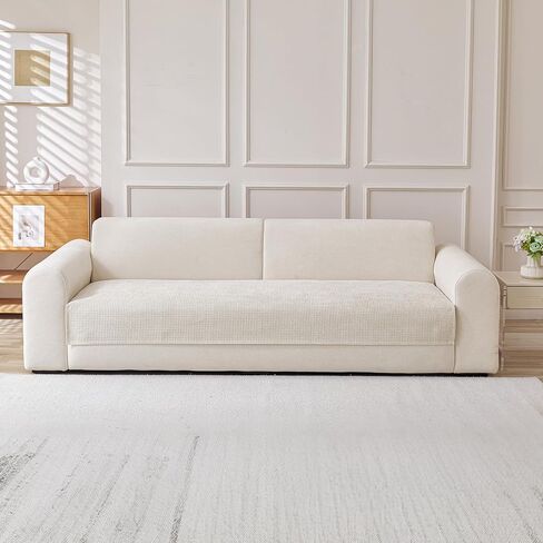 Deep Dream Waterproof Couch Cover for Dogs Washable, Chenille Non Slip Sofa Covers for 3 Cushion Couch Furniture Protector Pet Friendly (Cream White, 36" x 82", 1 Pack) in Saudi Arabia