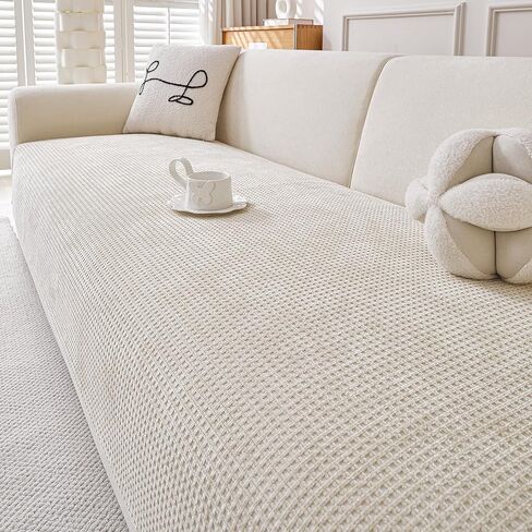 Deep Dream Waterproof Couch Cover for Dogs Washable, Chenille Non Slip Sofa Covers for 3 Cushion Couch Furniture Protector Pet Friendly (Cream White, 36" x 82", 1 Pack) in Saudi Arabia