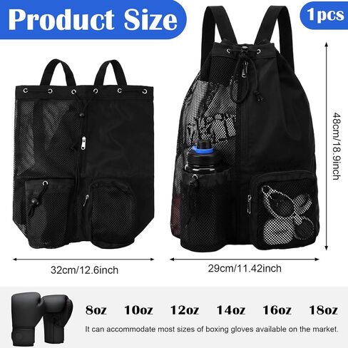 Kacctyen Boxing Gloves Bag Mesh Drawstring Backpack Boxing Gym Glove Sackpack for Sports Gym Training in Kuwait