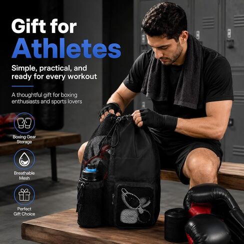 Kacctyen Boxing Gloves Bag Mesh Drawstring Backpack Boxing Gym Glove Sackpack for Sports Gym Training in Kuwait